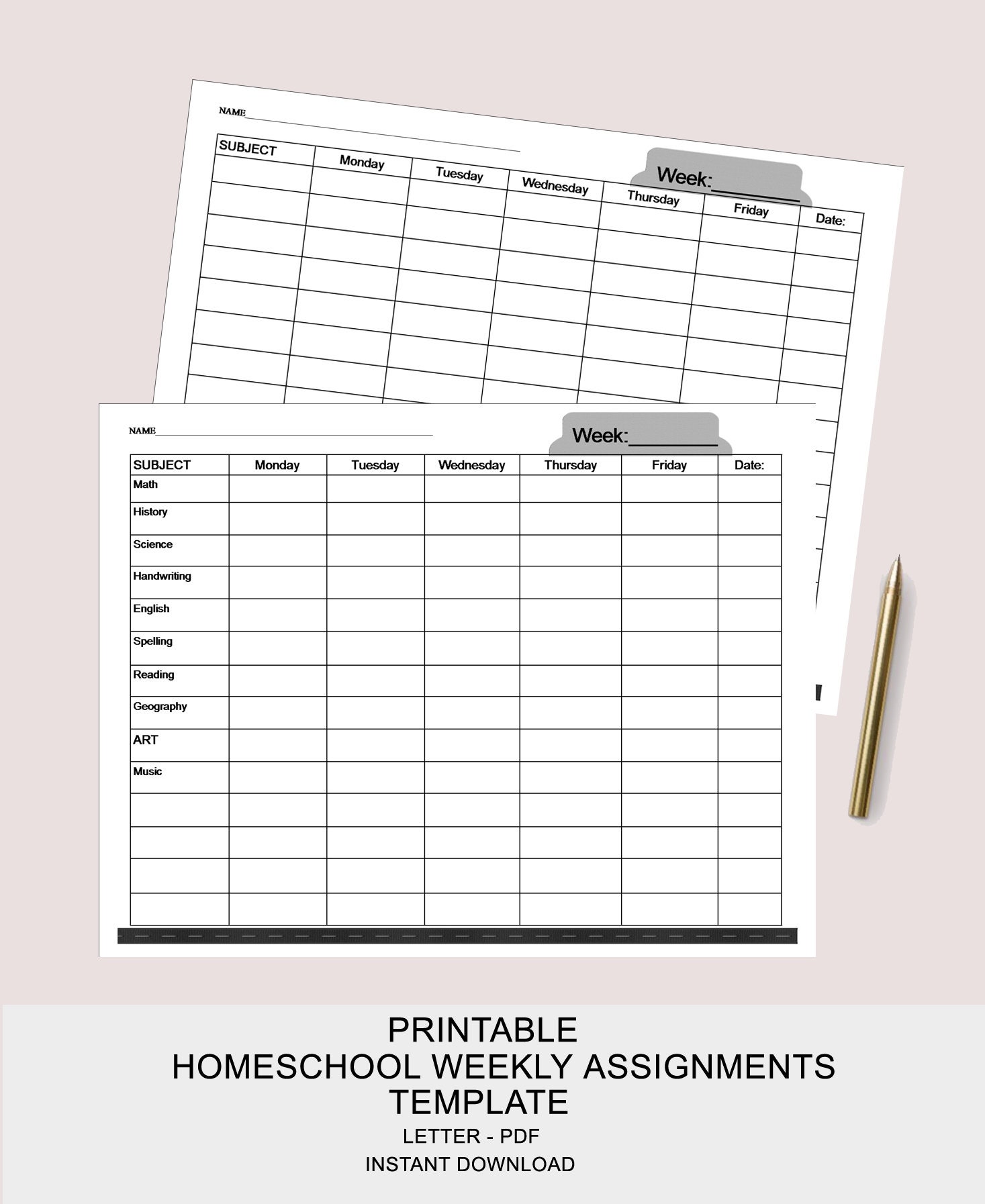 home-school-printable-assignment-sheet-8-5-x-11-etsy for Free Printable Daily Assignment Sheets Home School Printable Assignment Sheet - 8.5 X 11 - Etsy for Free Printable Daily Assignment Sheets