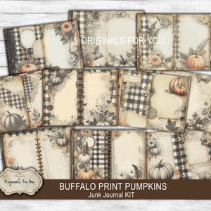 BUFFALO PRINT Zucche - Bellissimo kit di journaling vintage, stampa COMPLETA di bufalo e bellissime zucche arancioni, materiale effimero per il tuo scrapbooking