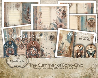 The Summer of Boho-Chic journaling kit, Boho, junk journal, scrapbooking, download and print
