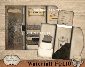 Waterfall Folio(GRUNGE) – Printable Junk Journal Folio Kit – Vintage Ephemera for Scrapbooks, Digital Download, Junk Journal FOLIO