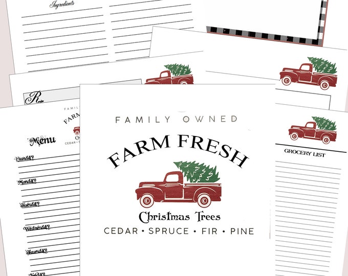 Farmhouse Christmas recipe template - 8,5 x 11