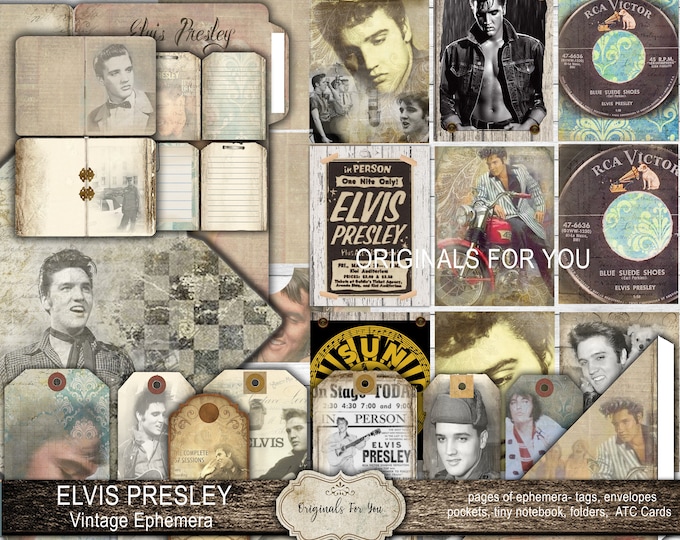 ELVIS PRESLEY Junk Journal Ephemera, Shabby, Elvis, Vintage, Printable, Digital Download