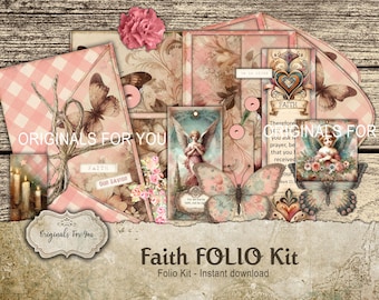 Rosa Buffalo Print - Kristen "TRO" Journal Folio Kit, Digital Nedladdning, Bibelverser, KJV, NIV, vikbar folio