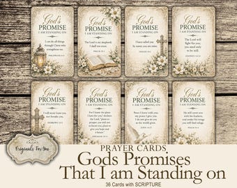 PRAYER CARDS, Gods Promises That I Am Standing On, Collage Sheet, Printable Bible Verses
