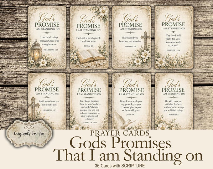 PRAYER CARDS, Gods Promises That I Am Standing On, Collage Sheet, Printable Bible Verses