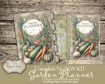 Junk Journal- NO SEW KIT- Printable Garden Planner, Garden Planner, Garden Journal Planner, Plant Planner, Garden Organizer, Garden Notebook
