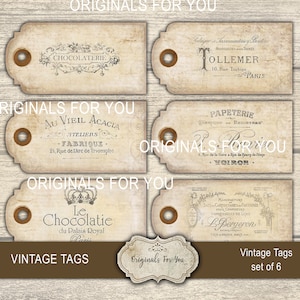 Vintage Journaling TAGS - Junk Journal, Tags, Pages, Vintage, Shabby, Printable, Digital Download