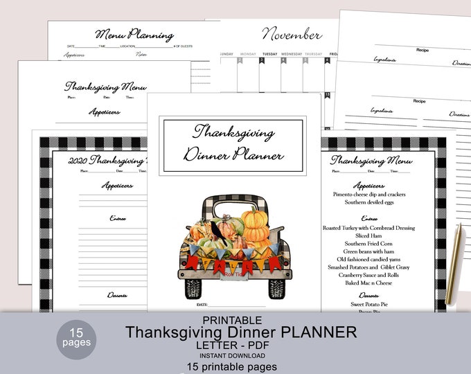 THANKSGIVING Menu/Dinner Planner