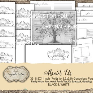 Familiegeschiedenis, ALLES over ons Junk Journal, stamboom, genealogiekit, plakboek, genealogie, zwart-wit, afdrukbaar, digitale download