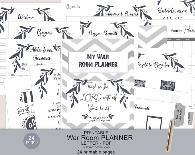War Room Planner 8.5 x 11, Prayer Journal, Christian Gifts