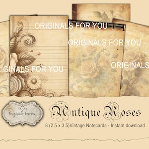 Biglietti d'auguri vintage antichi, rose vintage, effimeri vintage, carta a righe antica, carta da scrivere, carta per diari, carta vecchia, carta invecchiata