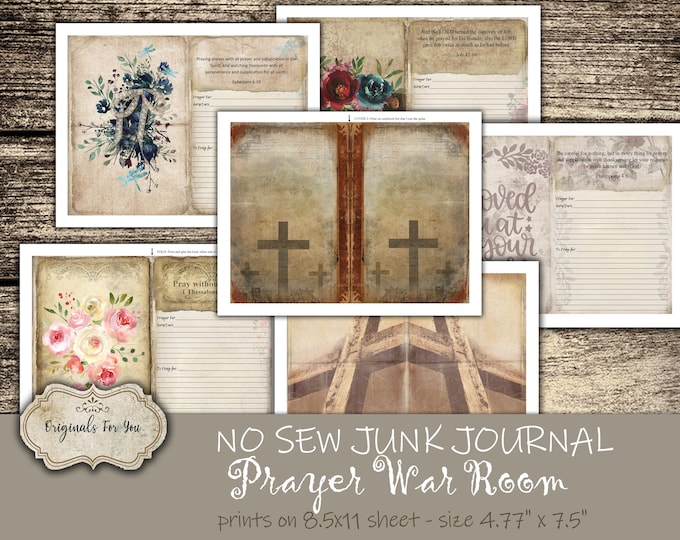 Prayer War Room  Vintage tea stained, Junk Journal, Devotional Christian, Bible, Kit, Gift, Printable, Digital Download