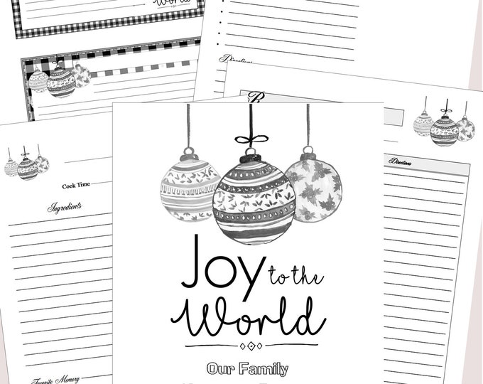 FARMHOUSE Christmas - Blank Printable Recipe Notebook, Large 8.5x11" Recipe book