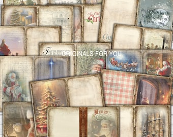 OLD FASHIONED CHRISTMAS, Vintage Christmas Kit, Santa Junk Journal, Christmas, Kit, December, Gift, Printable, Digital Download