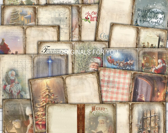 OLD FASHIONED CHRISTMAS, Vintage Christmas Kit, Santa Junk Journal, Christmas, Kit, December, Gift, Printable, Digital Download