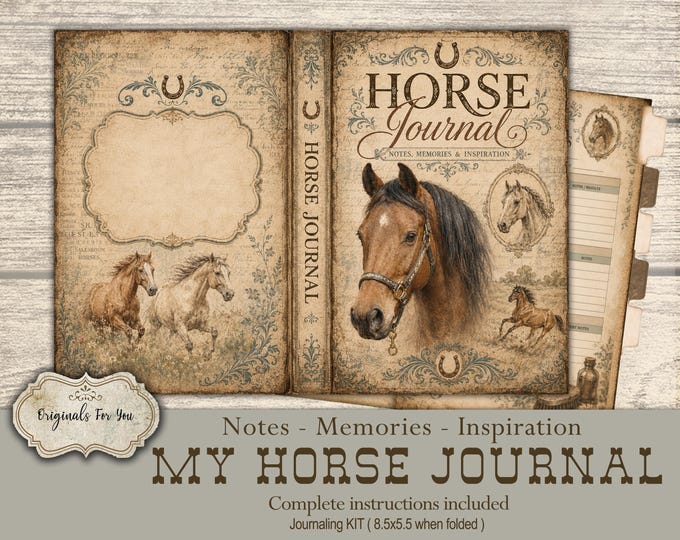 My HORSE Journal - NO-SEW Journal Kit, Antique, Equestrian, Western
