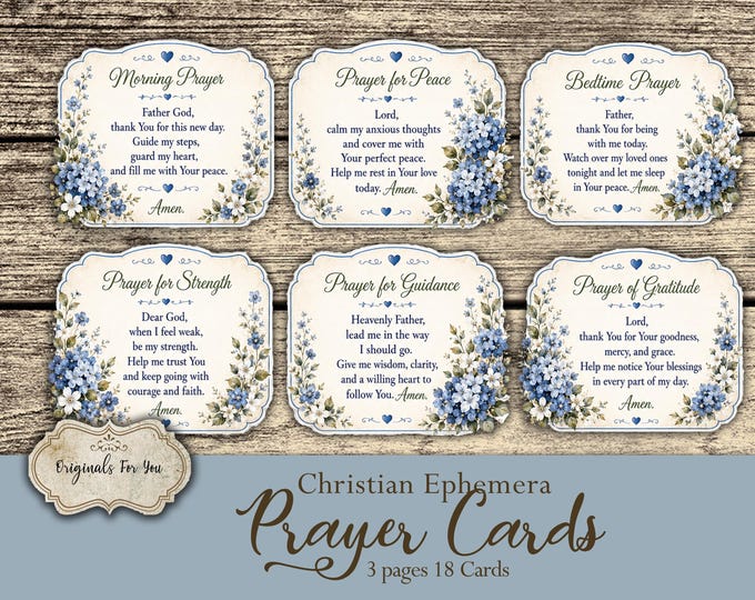 Christian Printable PRAYER CARDS, Junk Journal cards, Collage Sheet, Digital Download, Printable Bible Verses, Prayer Cards