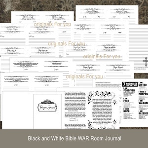 Christian WAR ROOM Planner, black and white - Prayer Journal, Christian Gifts Planner Inserts Bible Journal Christian Planner Christian