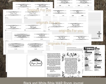 Christian WAR ROOM Planner, black and white - Prayer Journal, Christian Gifts Planner Inserts Bible Journal Christian Planner Christian