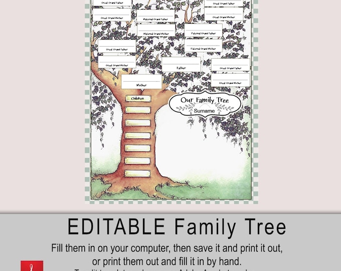 EDITABLE- Family Tree Download and print - Easily create your family tree with our downloadable prints