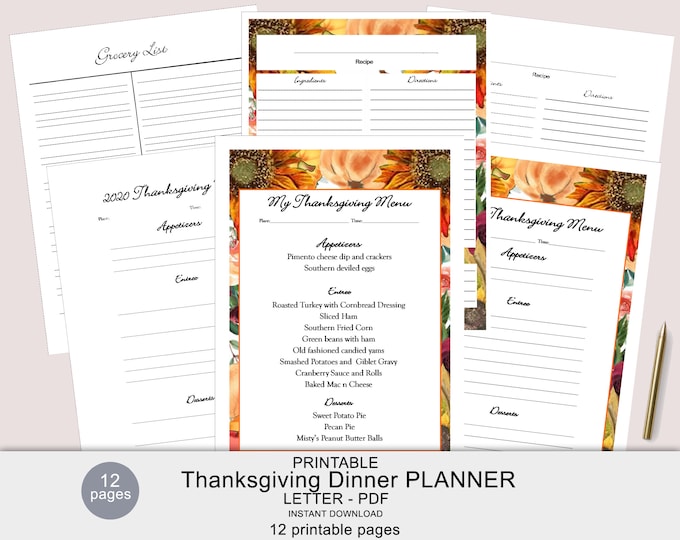 Thanksgiving Menu/Dinner Planner