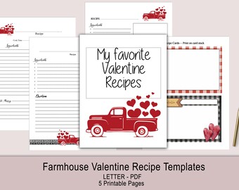 Farmhouse Valentine Recipe Templates INSTANT DOWNLOAD