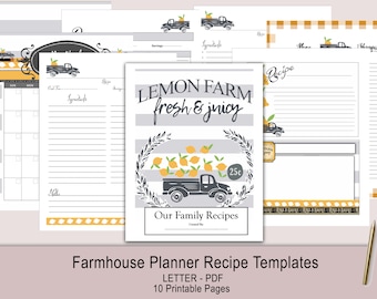 Farmhouse Lemon Farm Recipe Planner Template