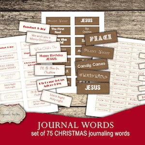 CHRISTMAS JOURNALING WORDS, Embellishments for Junk Journals, Printable Junk Journaling Words, Ephemera, Christmas, Junk Journal Words