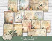 SHABBY CHIC Christian Printable Scripture cards on "Praise & Worship", Collage Sheet, Digital Download, Printable Bible Verses, Prayer Cards