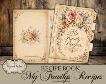 My Family's Recipes, RECIPE KIT, Baking, Cookbook, Dessert, Junk Journal, Printable, Cookies, Digital Download