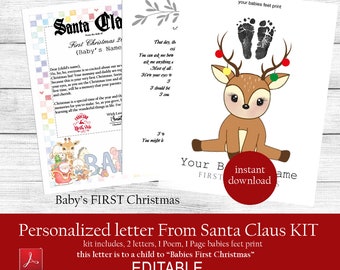 PERSONALIZED Letter from Santa, Baby's First Christmas, Christmas Santa Letter, Editable Santa Letter, Instant, UNLIMITED DOWNLOAD