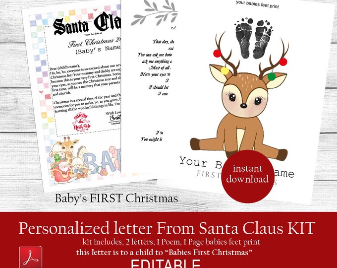 PERSONALIZED Letter from Santa, Baby's First Christmas, Christmas Santa Letter, Editable Santa Letter, Instant, UNLIMITED DOWNLOAD