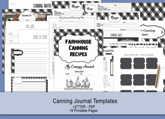 Farmhouse Canning recipe template download. 8.5 x 11 large