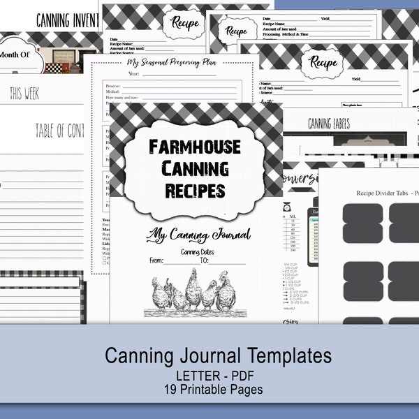 Farmhouse Canning recipe template download. 8.5 x 11 large