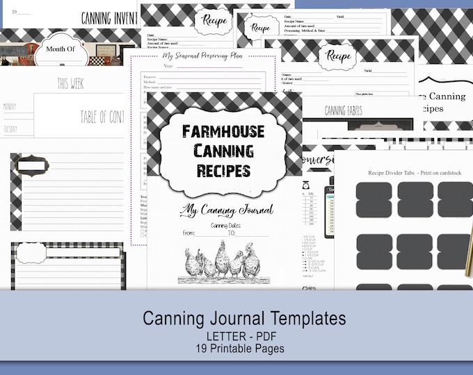 Farmhouse Canning recipe template download. 8.5 x 11 large