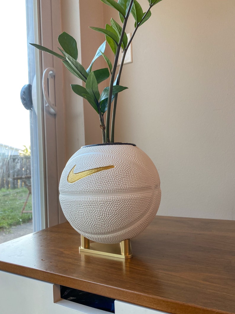 White & Gold Mini Basketball Planter Etsy