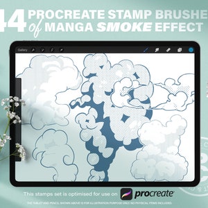 44 Manga Smoke Effect Stamps. Procreate Stamp Brushes OF 2D Smoke FX Pack. Cartoon Smoke Brushes. Procreate Comic Smoke and Fire
