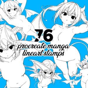 76 Procreate Succubus Stamps - Manga Demon Girl Bases | Dynamic Pose Pack A | Fantasy Character Reference for Artists | with BONUS Pack! image 5