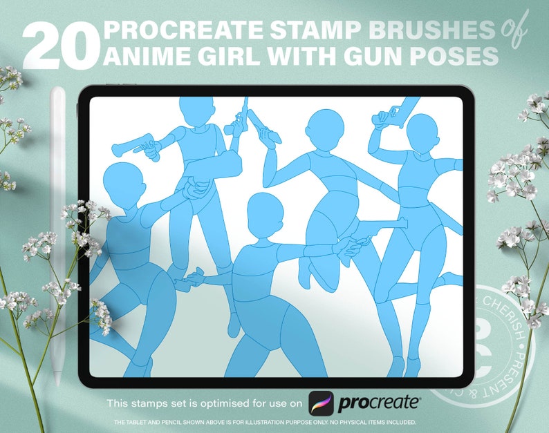 20 Procreate Anime Girl Gun Stamps Brushes. Manga Girl Warrior Etsy