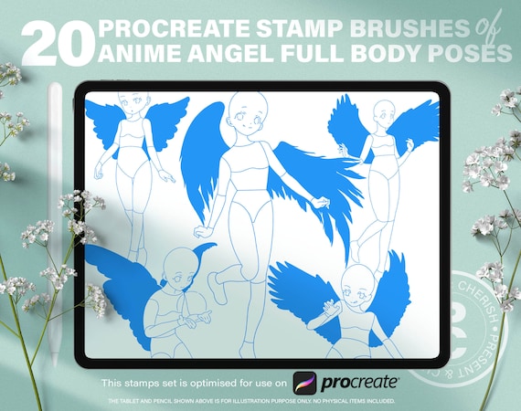 Procreate Anime Poses Stamp Brush 25 Manga Pose Procreate Man Body