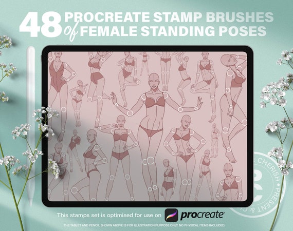 30 Procreate Anime Poses Stamps Brushes Sexy Poses Guide 