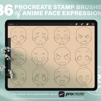 46 Procreate Anime Female Head and Body Brush Stamps Set. 34 Manga Girl ...