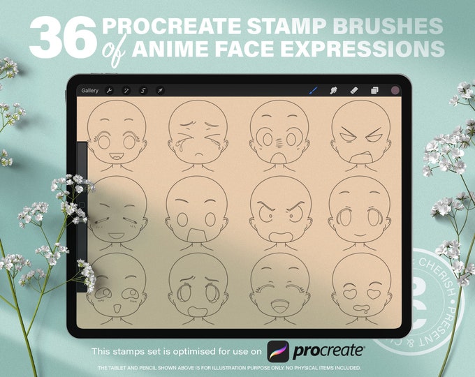 36 Procreate Anime Face Expressions Stamp Brushes Reference. Manga ...