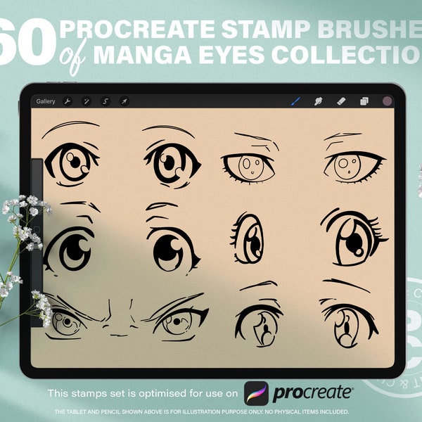 60 Procreate Eyes Stamp Brushes Collection. Manga Anime Eyes Stamps Set. Cartoon Comic Style Expressive Pair Of Eyes Procreate Brushes.