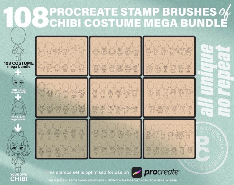 108 Procreate Anime Chibi Costume Stamps Mega Bundle Manga Etsy Australia