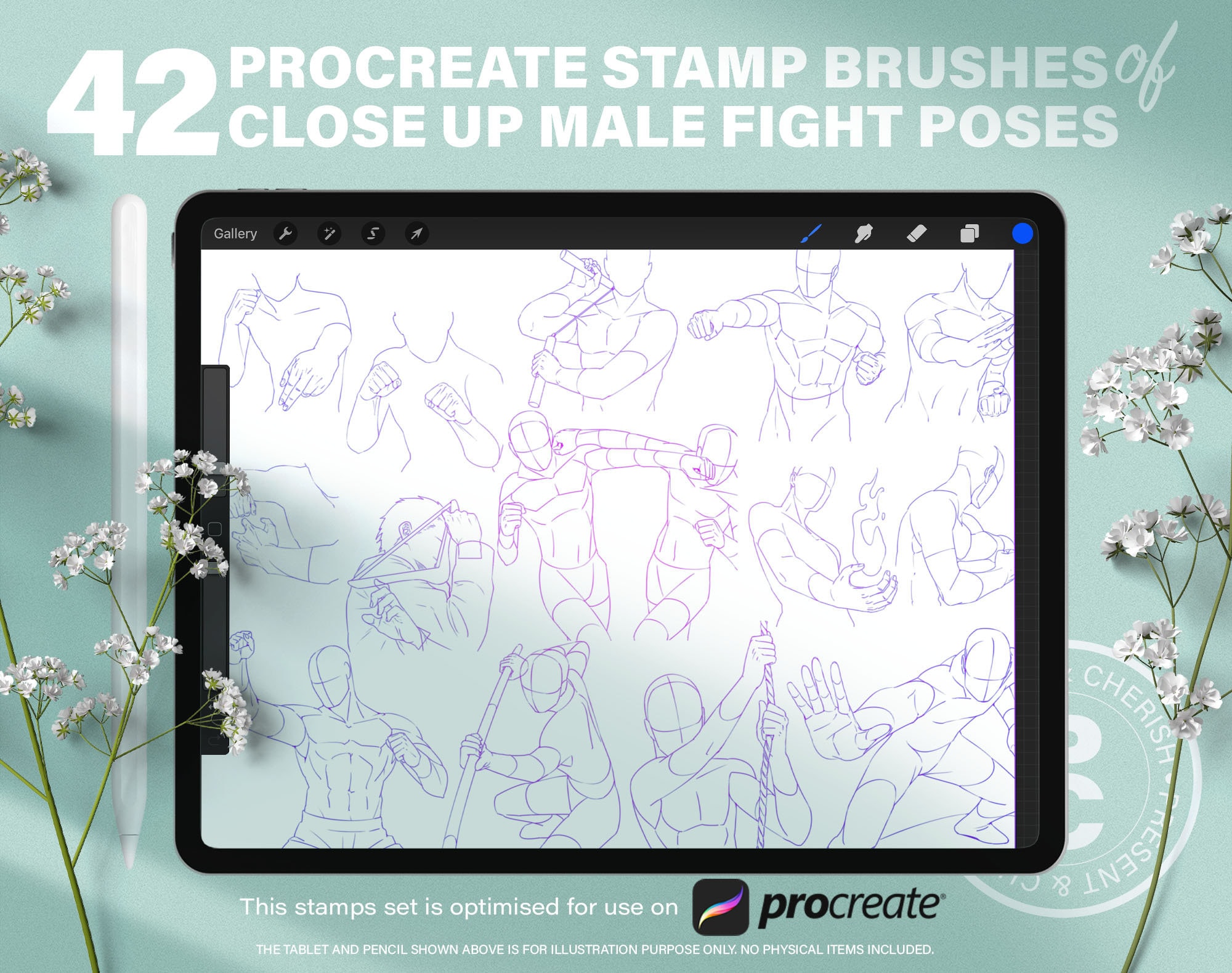 42 Procreate Kampf Stempel Pinsel Anime Mannliche Nahkampf Etsy