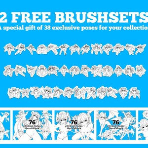 76 Procreate Succubus Stamps - Manga Demon Girl Bases | Dynamic Pose Pack A | Fantasy Character Reference for Artists | with BONUS Pack! image 7