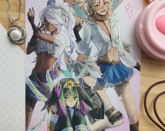 Genshin Impact Sumeru Crew Winx Club AU Print | Kaveh Cyno Tighnari Alhaitham Fanart