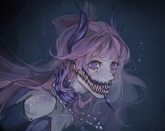 Kokomi Print 5x6 -Spooky/Horror/Halloween -Genshin Impact Art Print -Anime Art Print -Anime Fanart -Character Illustration -Game Art