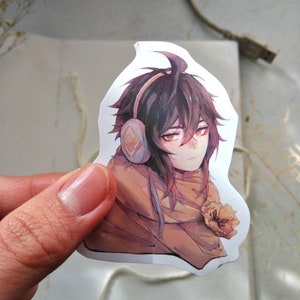 Zhongli Sticker -Genshin Impact Sticker -Anime Sticker -Zhong Li Fanart -Character Drawing -Game Art Die Cut Sticker -Anime Laptop Decal image 3